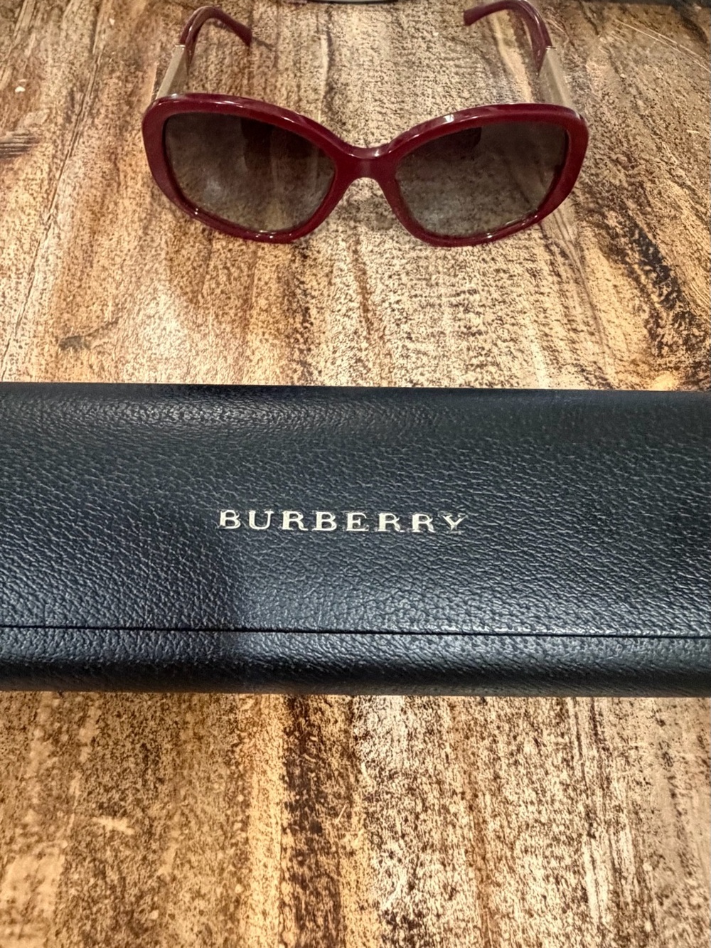 Burberry Burgundy Round Oversized Women's Sunglasses - Picture 3 of 15